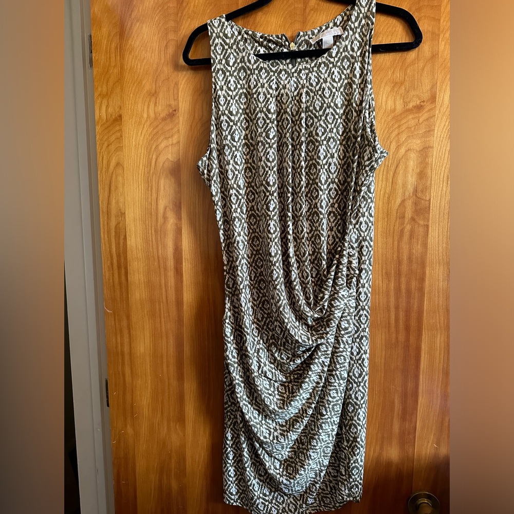 Michael Kors Olive Green and Tan Shift Dress Size Large